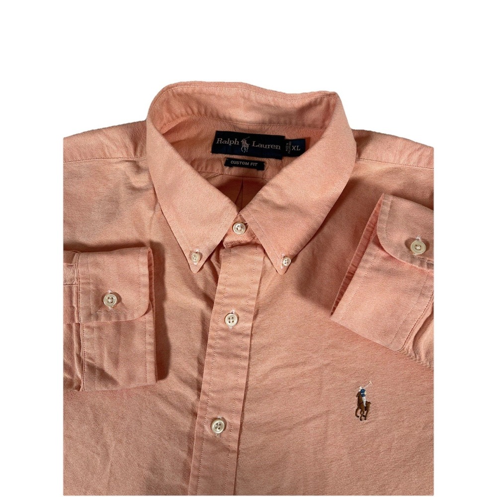 Polo Ralph Lauren Peach L/S Button Down Shirt Flesh‎ Pony Oxford Cotton Men's XL